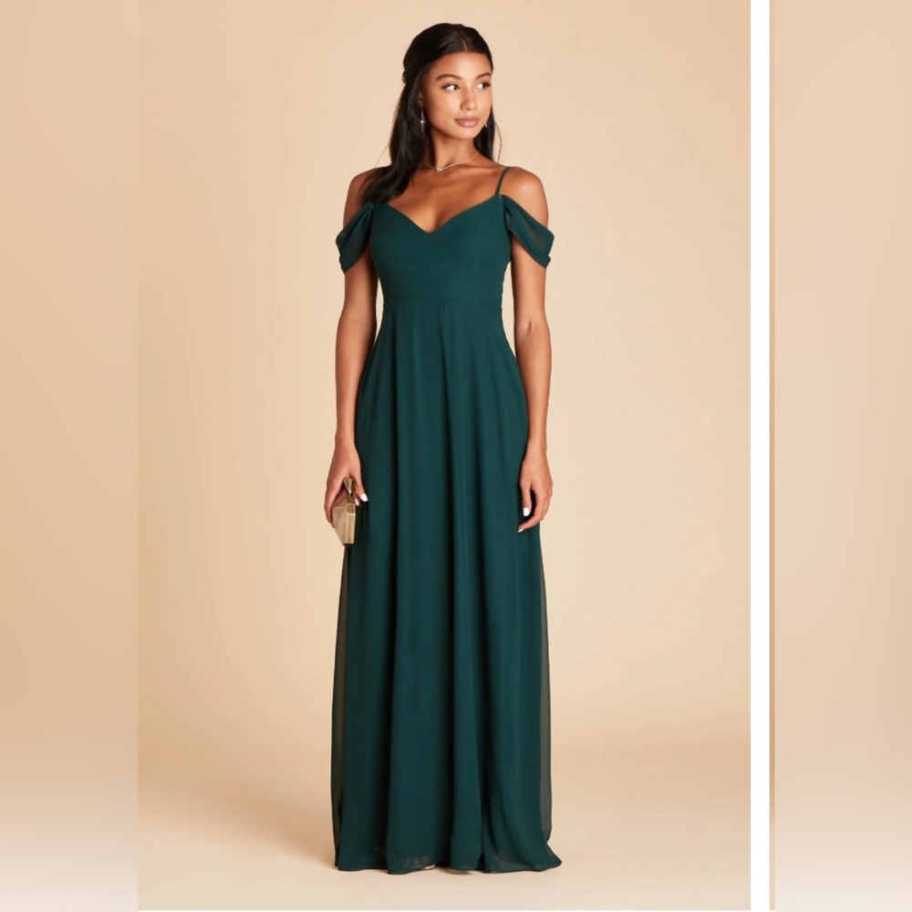 NWT Birdy Grey Devin Chiffon Long Dress Emerald Medium